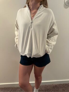 Fabletics Cream Quarter-Zip Pullover